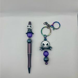 Jack Skeleton beadable Pen and Keychain Set
